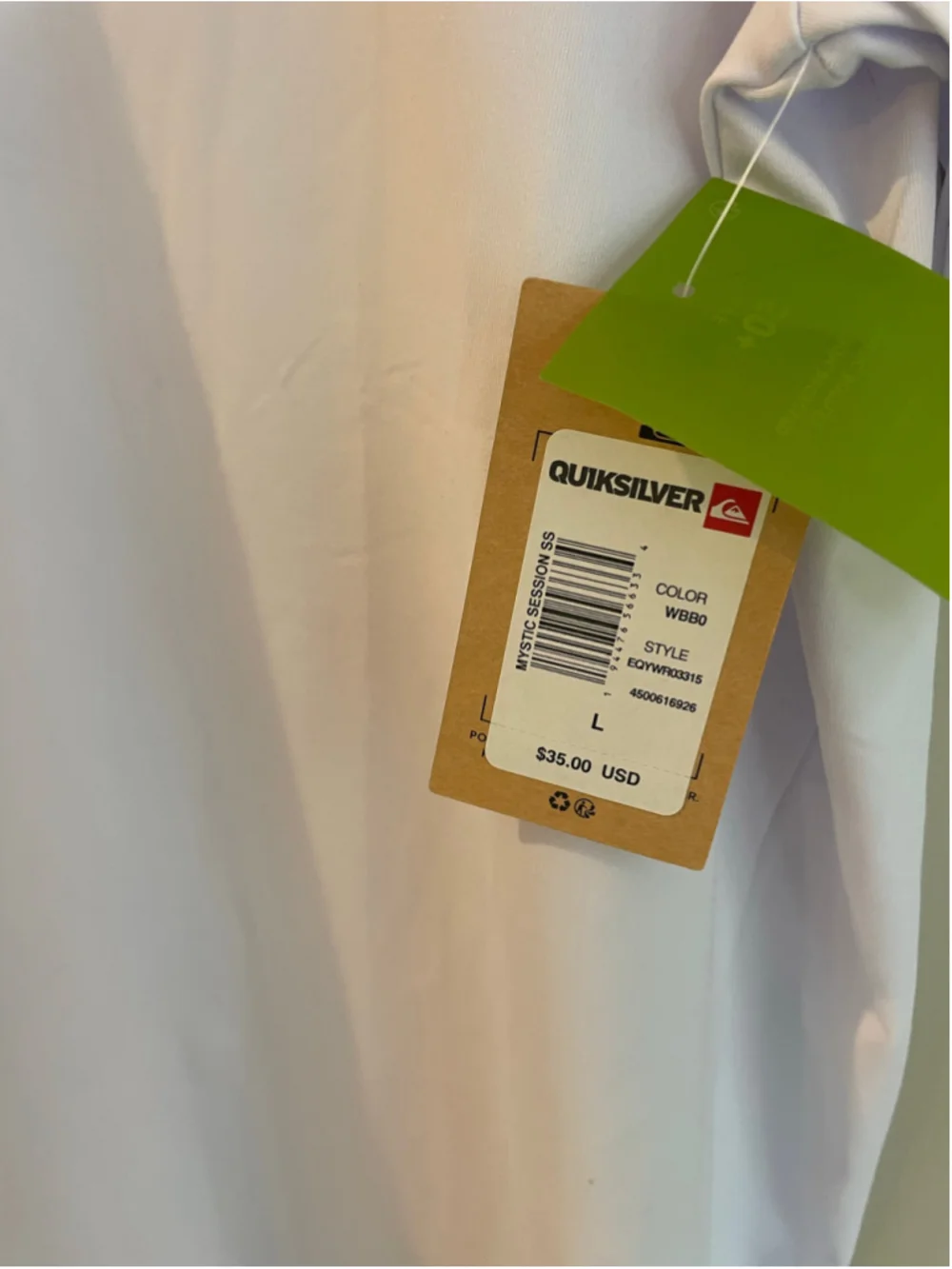 Quiksilver Mystic Session UPF 50 Surf Shirt Men L White Rash Guard NWT